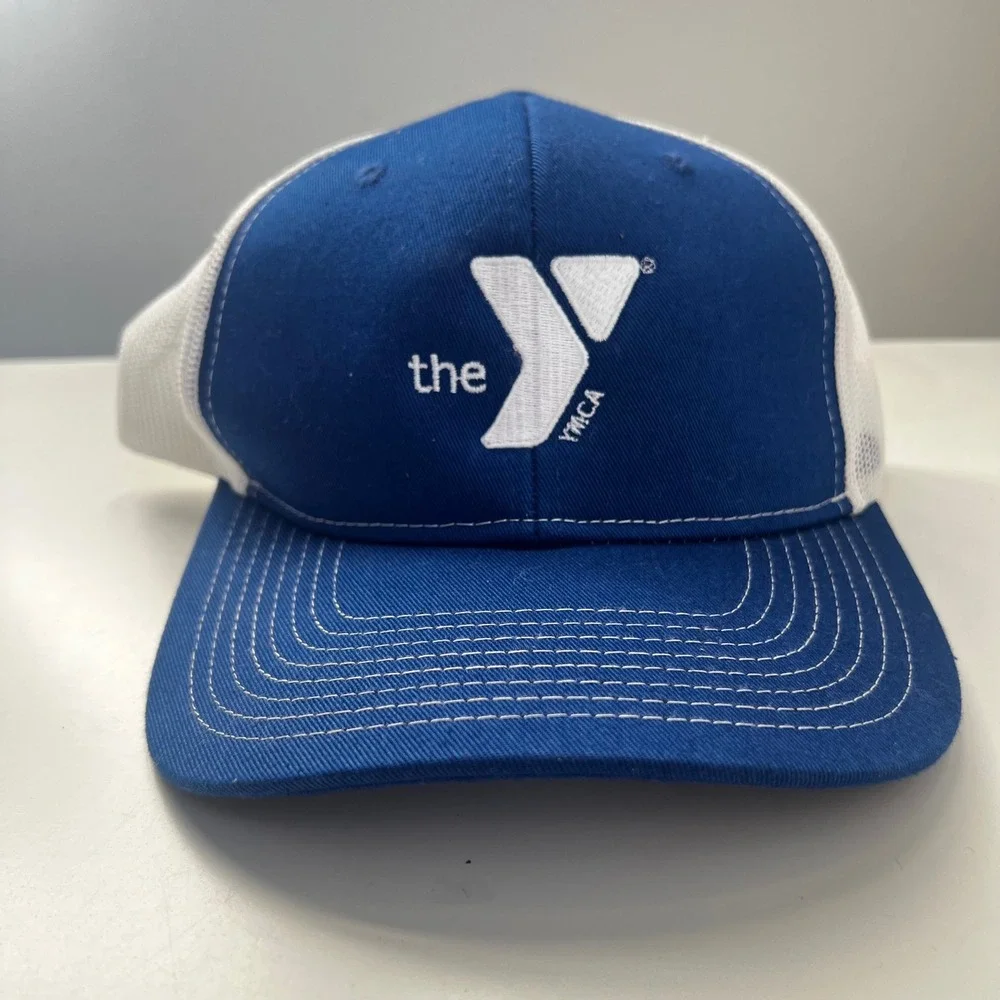 Port Authority YMCA Trucker Hat Blue White Mesh Snapback Cap 194